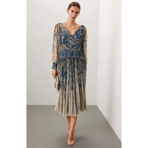Rene Ruiz Collection Abstract Floral Tiered Midi Dress